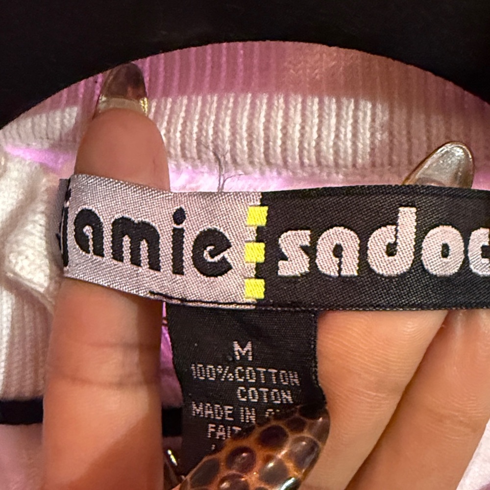 Jamie sadock Cream Ribbed Sleeveless Tank with Black Trim - Picture 2 of 3